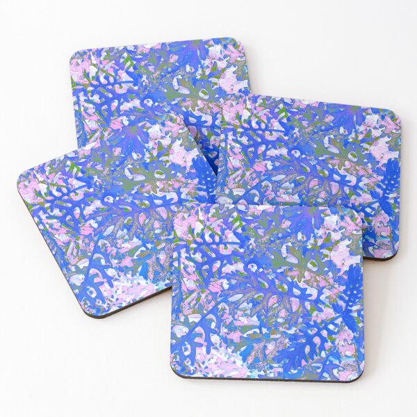 Item preview, The blue,green  and pink floral abstract motives with decorative leaves  designed and sold by IraNiva.