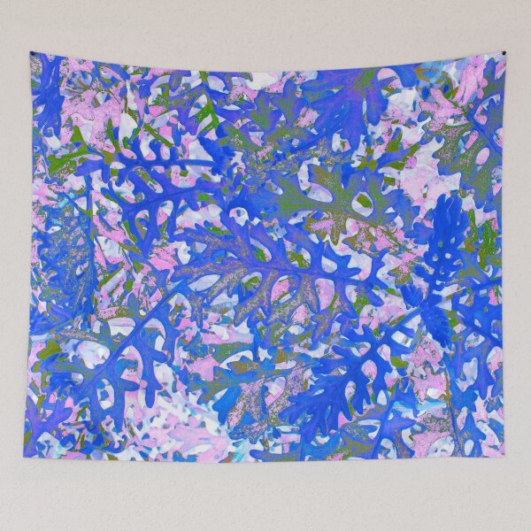 Item preview, The blue,green  and pink floral abstract motives with decorative leaves  designed and sold by IraNiva.