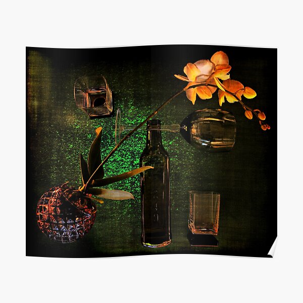 Green still life with orchid Poster