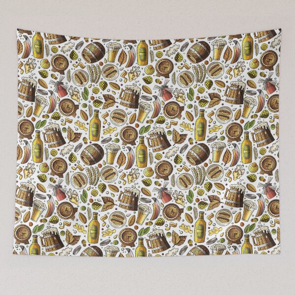 Item preview, Cartoon cute hand drawn Beer fest seamless pattern designed and sold by Huynhdesign.