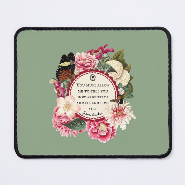 Aperçu de l'œuvre Citation d'amour de Jane Austen, vous devez me permettre de vous dire à quel point je vous admire et vous aime ardemment, vert sauge, orgueil et préjugés, M. Darcy, Lizzie Bennett, fleurs florales vintage créée et vendue par CultandObscure.