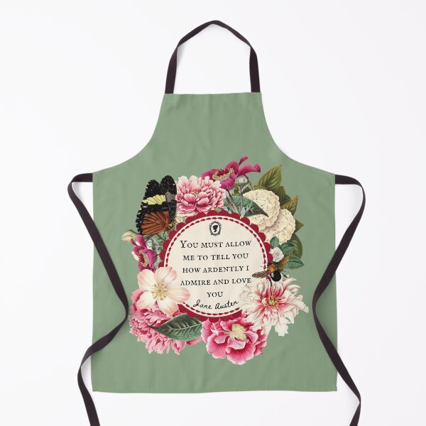 Item preview, Jane Austen Love Quote, You must allow Me To Tell You How Ardently I Admire and Love You, Sage Green, Pride and Prejudice, Mr Darcy, Lizzie Bennett, Vintage Floral Flowers designed and sold by CultandObscure.