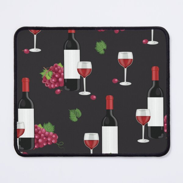 Item preview, Grape bunch seamless pattern with red wine glasses and bottles on black designed and sold by Huynhdesign.