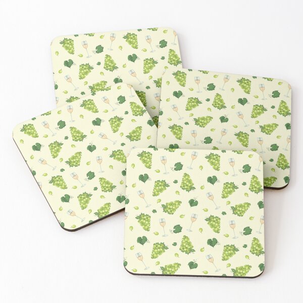 Item preview, Grape bunch seamless pattern with white wine glasses on green designed and sold by Huynhdesign.