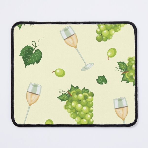 Item preview, Grape bunch seamless pattern with white wine glasses on green designed and sold by Huynhdesign.