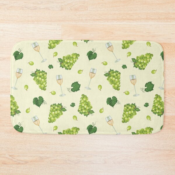 Item preview, Grape bunch seamless pattern with white wine glasses on green designed and sold by Huynhdesign.