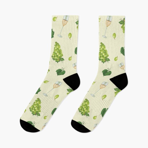 Item preview, Grape bunch seamless pattern with white wine glasses on green designed and sold by Huynhdesign.