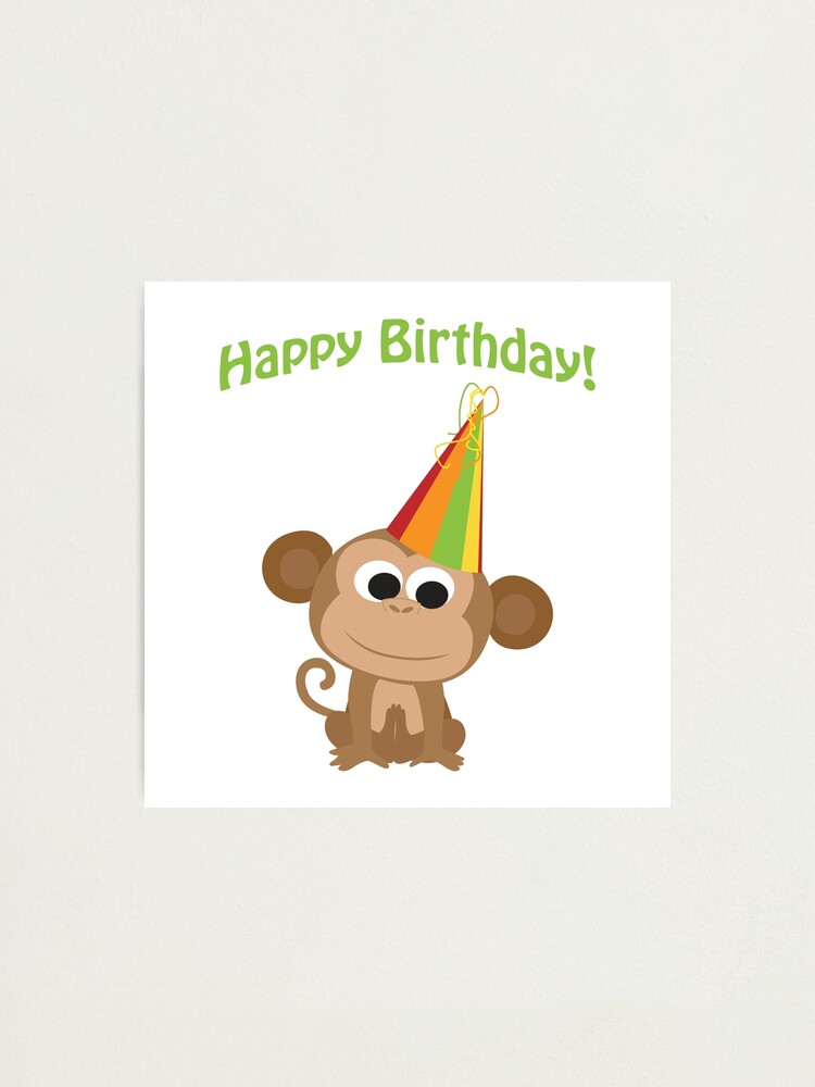 Impression Photo Joyeux Anniversaire Singe Par Eggtooth Redbubble