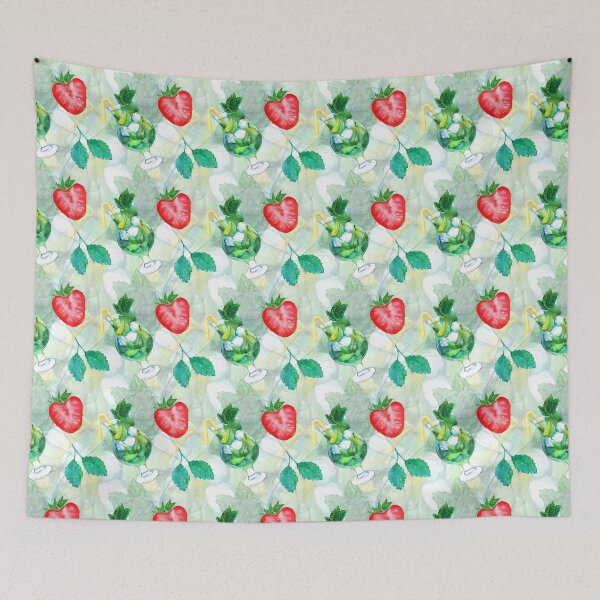 Item preview, Watercolor mojito lime ice mint strawberry cocktail vector seamless pattern designed and sold by Huynhdesign.