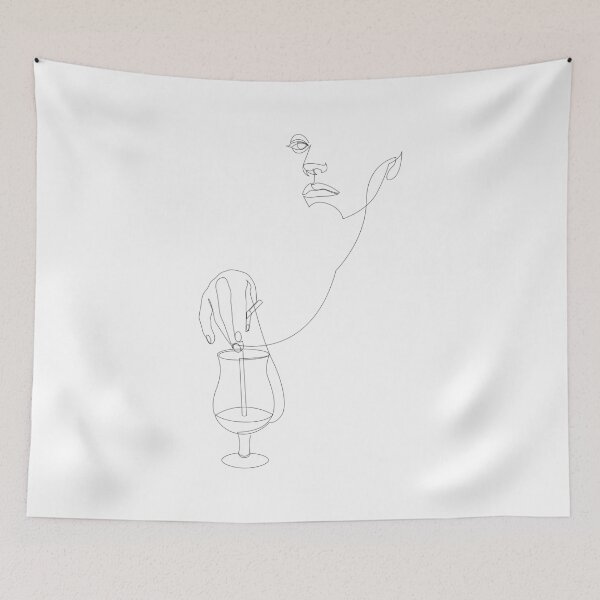 Item preview, cocktail woman - one line art - thirsty thursday designed and sold by addillum.