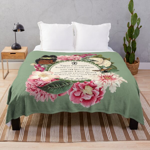 Item preview, Jane Austen Quote, Friendship,  There is nothing I would not do, Sage Green, Northanger abbey Vintage Floral Flowers designed and sold by CultandObscure.