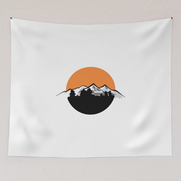 Item preview, Geometric Mountains Line Art Sun Moon Landscape designed and sold by grafixmaster.