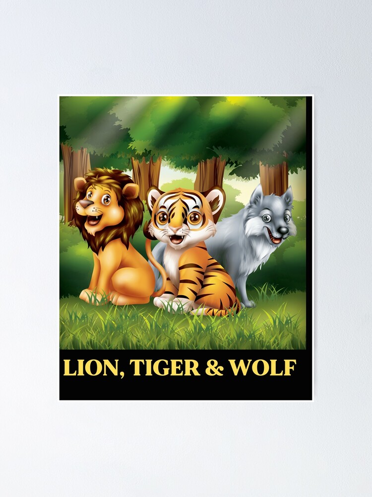 "Lion tiger and wolf cute design" Poster for Sale by DesignBirdie