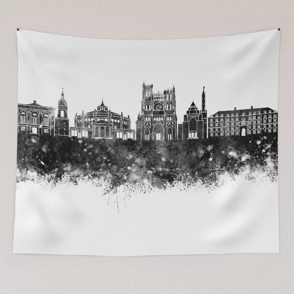 Item preview, Amiens skyline in black watercolor designed and sold by paulrommer.