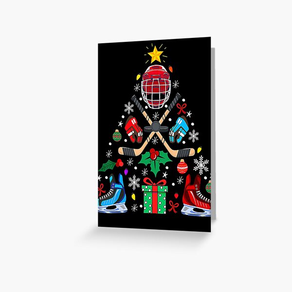 Ice Hockey Christmas Tree Ornaments Funny Xmas Boys  Greeting Card