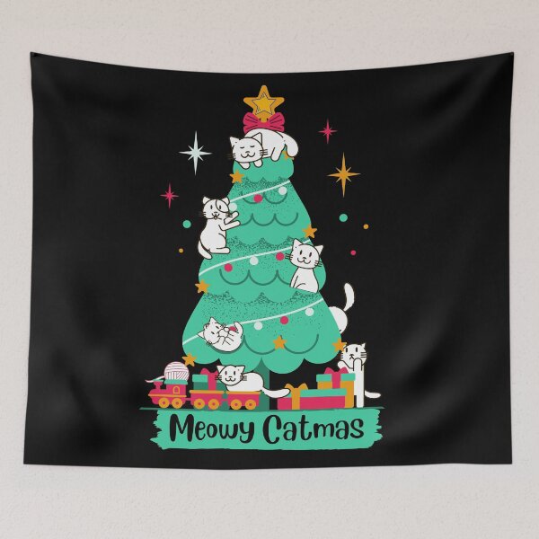 Item preview, Meowy Catmas - Merry Kittens - Kawaii Christmas Tree designed and sold by For the love of Pixels.
