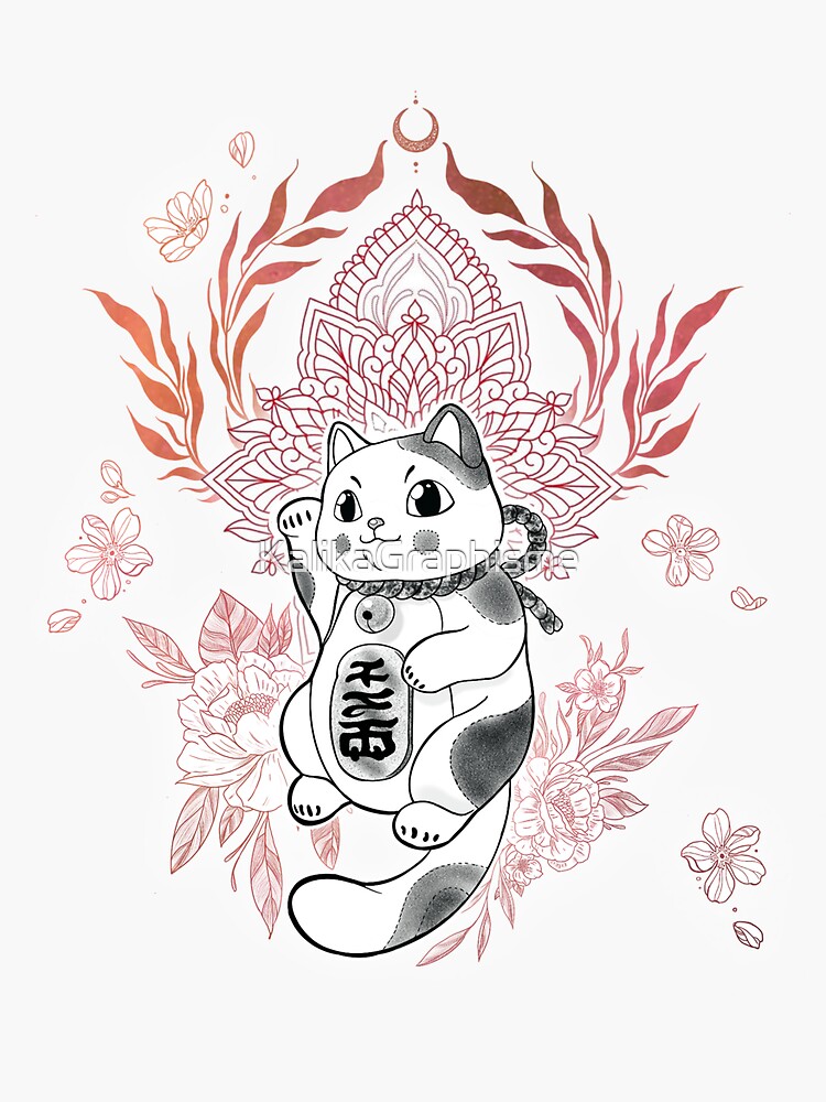 Maneki Neko flowers Sticker by KalikaGraphisme