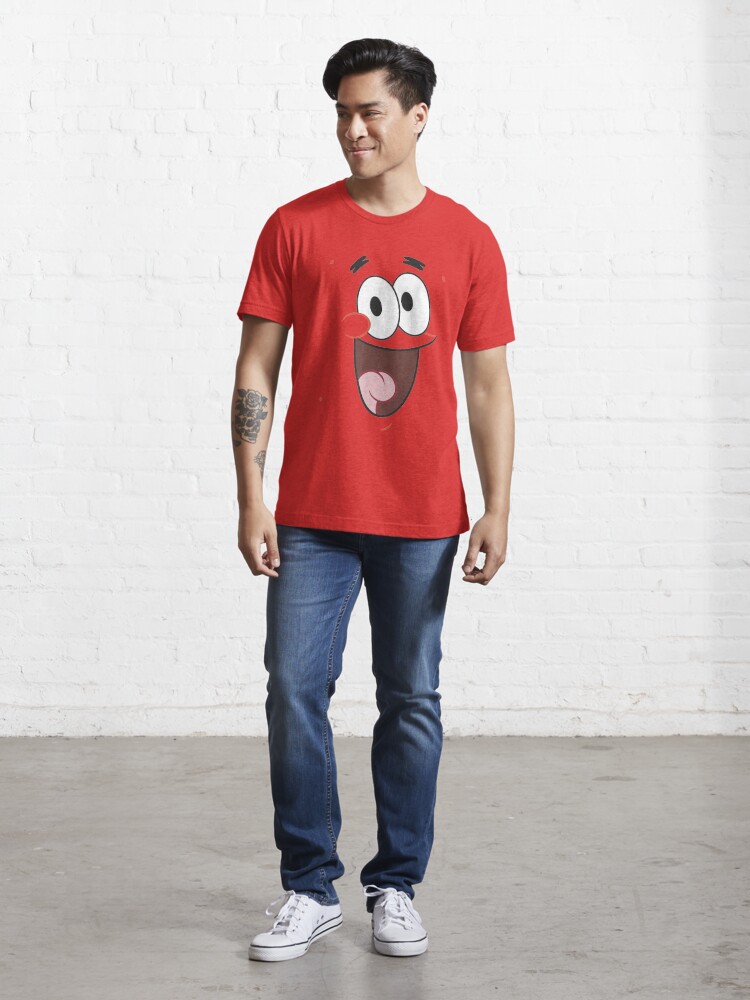 Tee Luv Men's Patrick Star Cartoon Character Face Shirt (L