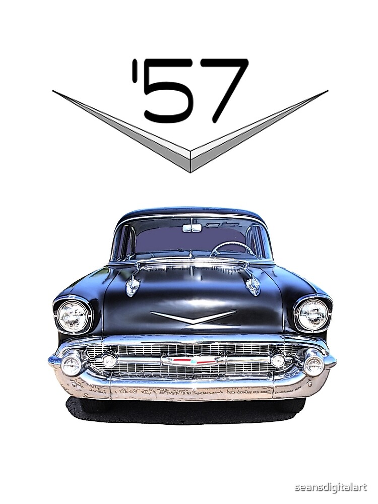 “57 Chevy - Front View - Chromework Logo” Art Print by seansdigitalart