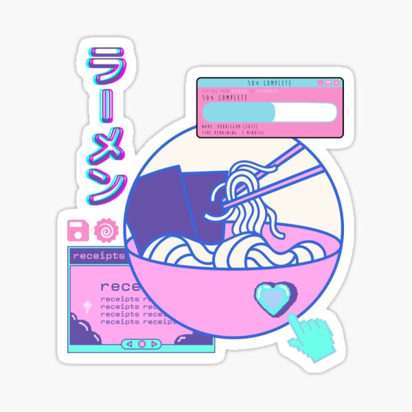Vista previa del artículo con la obra «Gráfico Vaporwave Ramen», diseñado y vendido por nomu-nomu.