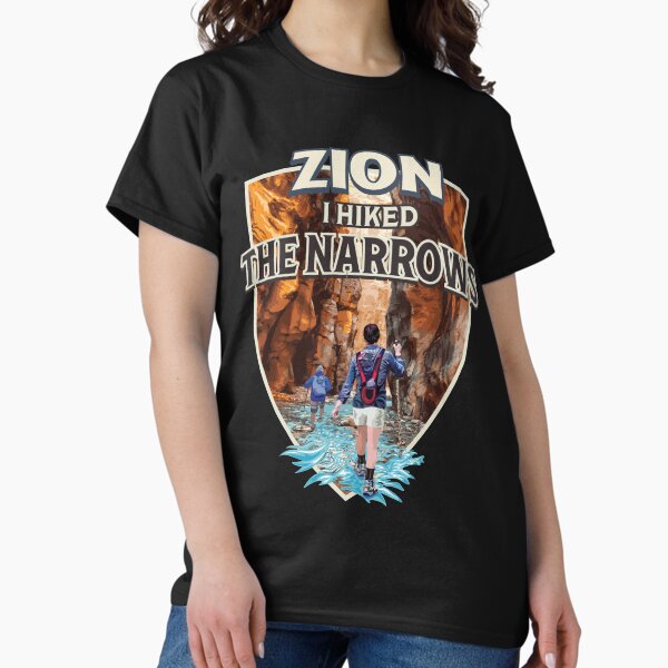 Vista previa del artículo con la obra «Parque Nacional Zion - Caminé por el diseño retro vintage de Narrows», diseñado y vendido por SunNoonPark.