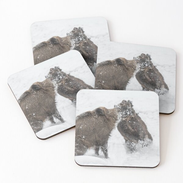 Item preview, Fighting wild boars in the snow designed and sold by Ingo Gerlach.