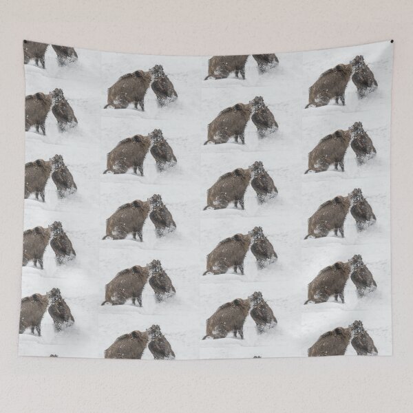 Item preview, Fighting wild boars in the snow designed and sold by Ingo Gerlach.