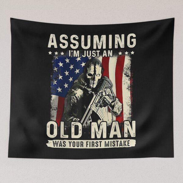 Item preview, Mens Assuming I'm just an old man was your first mistake veteran designed and sold by Mitzi12312.
