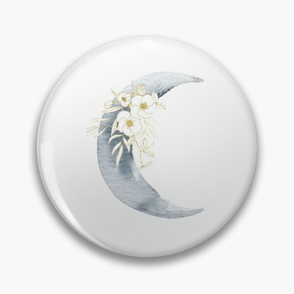 Item preview, Whimsical Watercolor Crescent Moon and Flower  designed and sold by Dollfacedesign.
