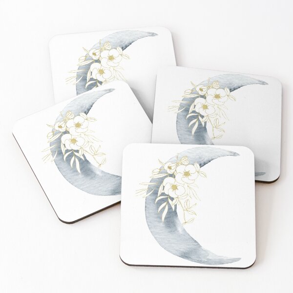 Item preview, Whimsical Watercolor Crescent Moon and Flower  designed and sold by Dollfacedesign.