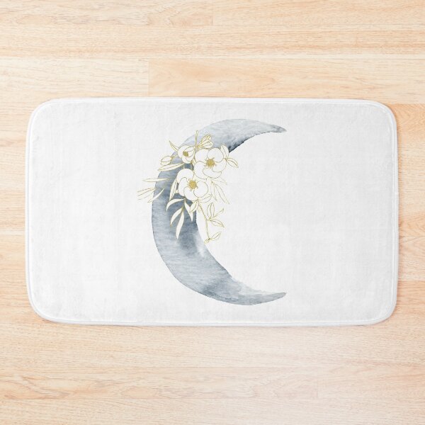 Item preview, Whimsical Watercolor Crescent Moon and Flower  designed and sold by Dollfacedesign.