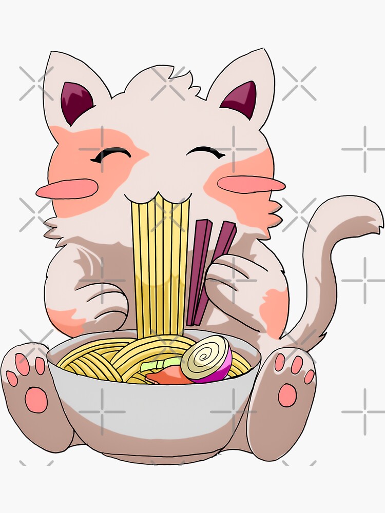 Kawaii Neko Ramen Cute Ramen Cat Japanese Noodle Funny Anime Sticker By Dnvankdesign Redbubble 4205