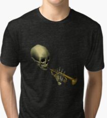 Spooky Skeltal Trumpet Tri-blend T-Shirt