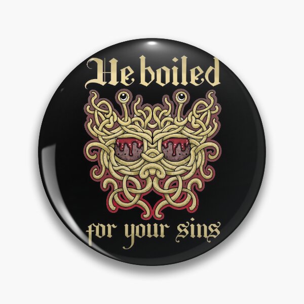 Item preview, He boiled for our sins.The flying spaghetti monster, illustration of his noodliness  for pastafarian worship designed and sold by weilertsen.