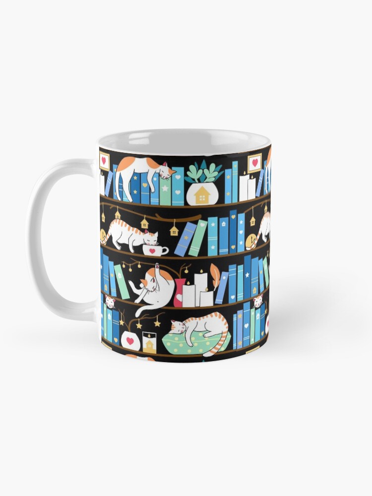 Alternate view of Library cats - turquoise morning Coffee Mug