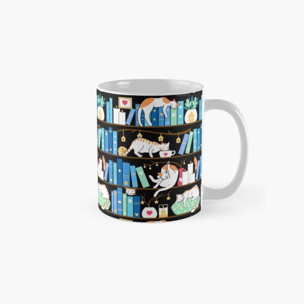 Chats de bibliothèque - matin turquoise Mug classique