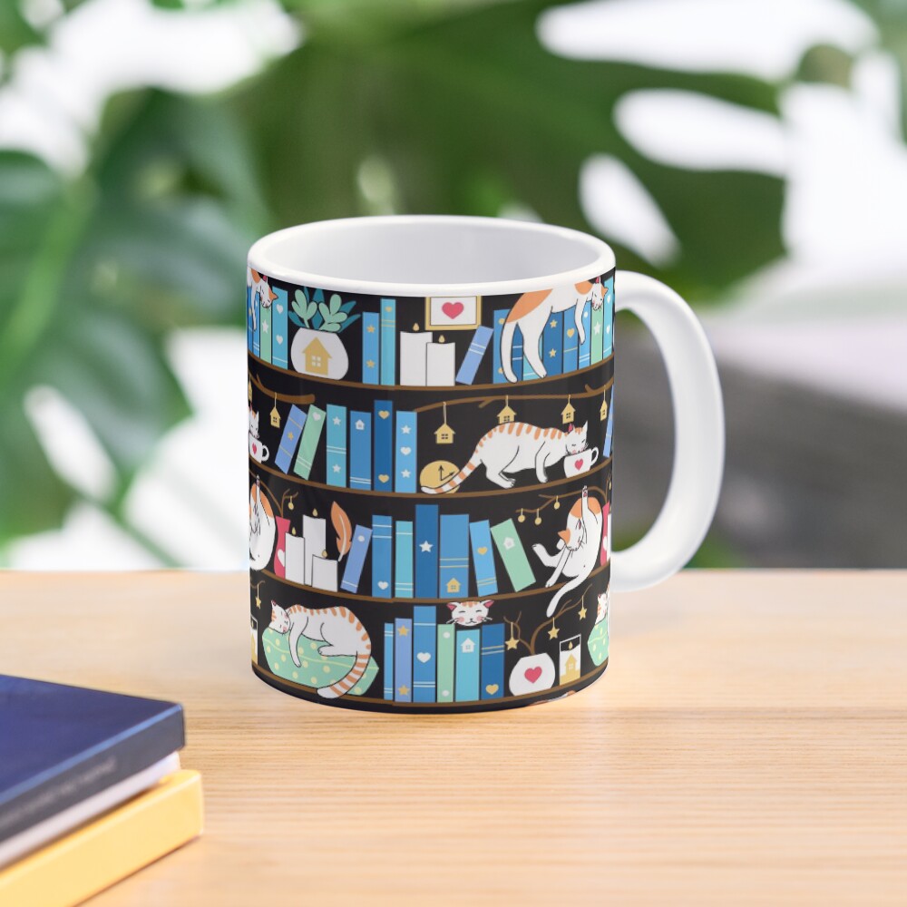 Library cats - turquoise morning Coffee Mug