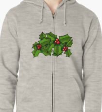Christmas Holly Art Zipped Hoodie