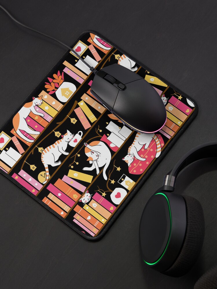 Alternate view of Library cats - rose pink Mouse Pad
