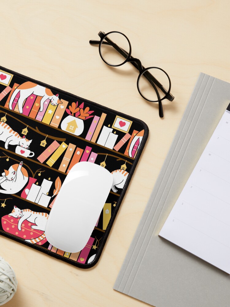 Alternate view of Library cats - rose pink Mouse Pad