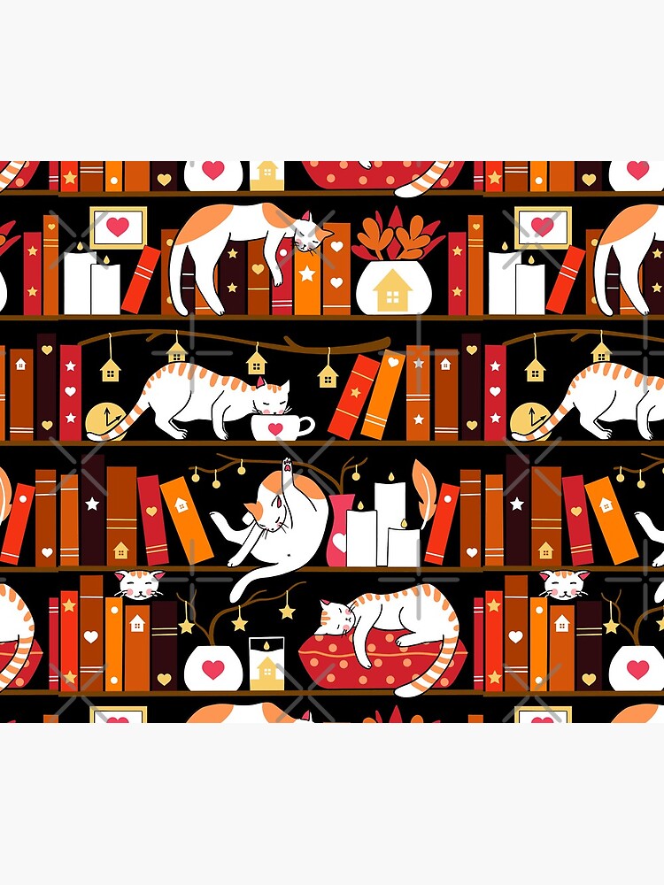 Library cats - cherry red by Elenanaylor