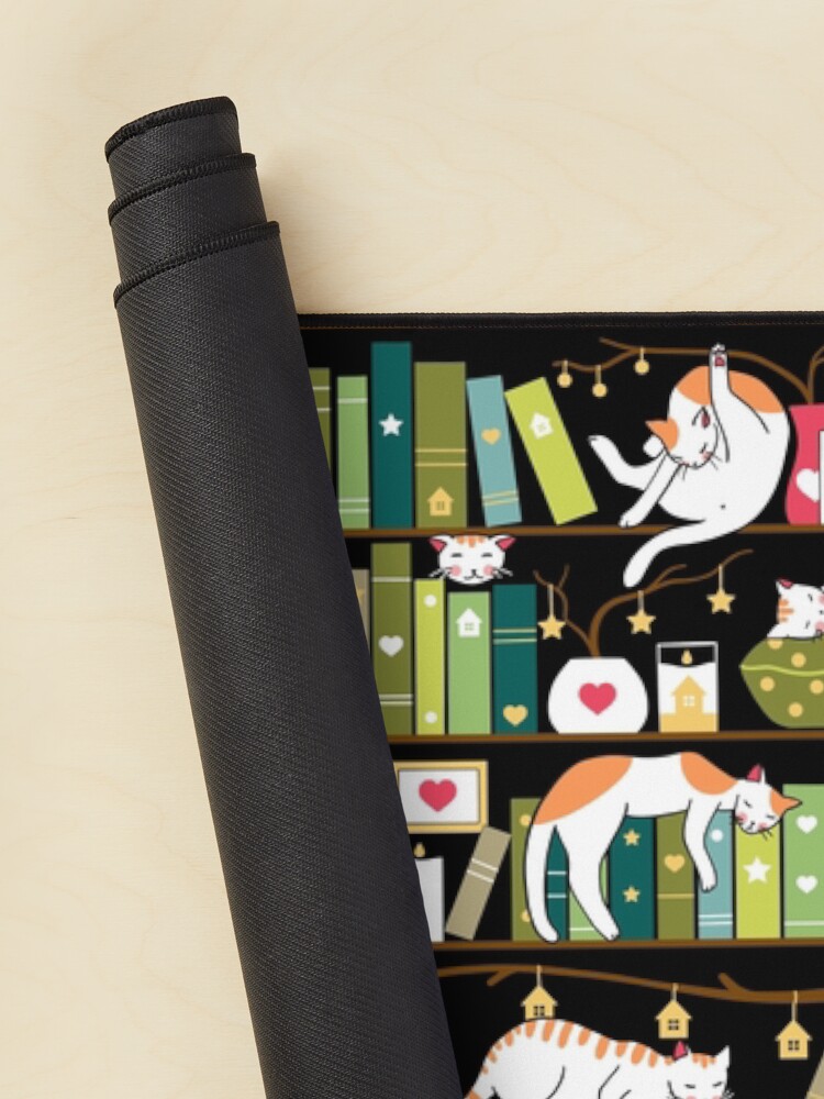 Alternate view of Library cats - whimsical cats on the book shelves Mouse Pad