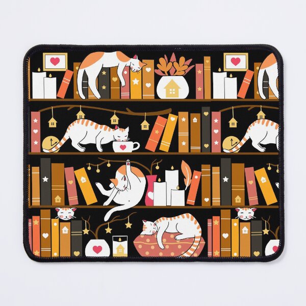 Item preview, Library cats - terracotta mustard designed and sold by Elenanaylor.