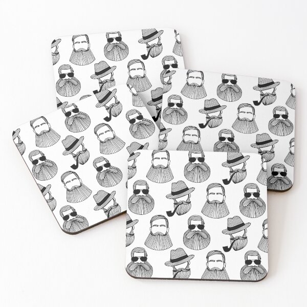 Item preview, Monochrome seamless pattern with bearded men in doodle style designed and sold by Kyb4ik.