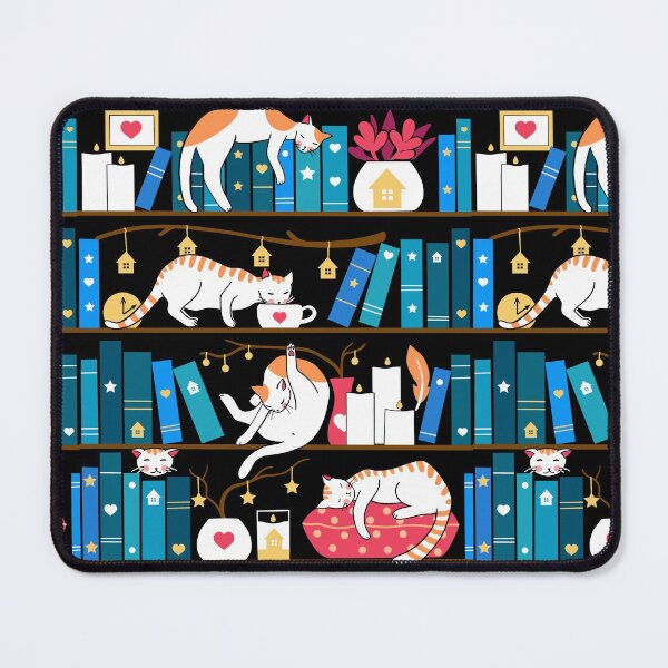Item preview, Library cats - ocean blue and raspberry red designed and sold by Elenanaylor.