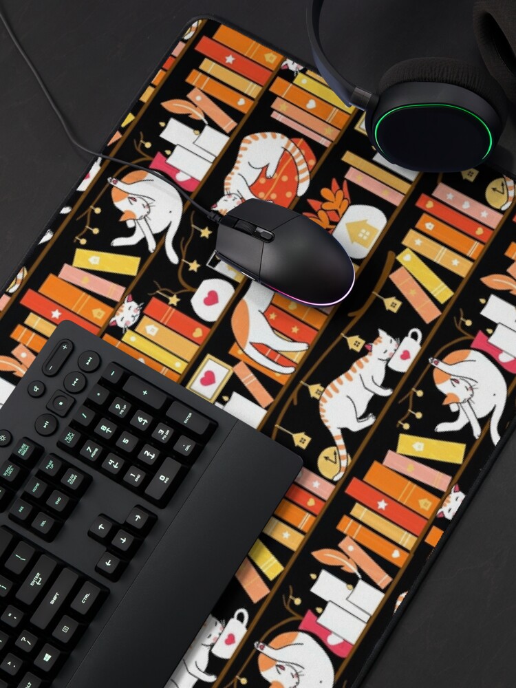 Alternate view of Library cats - warm marigold  Mouse Pad