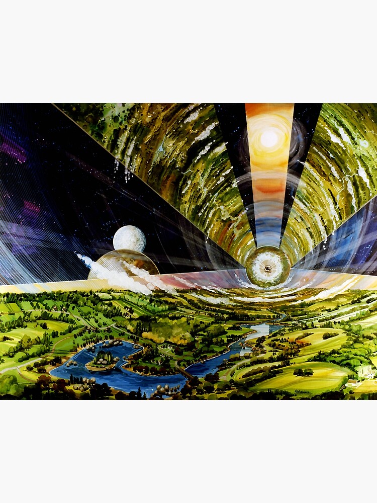 Disover NASA ARC O'Neill Cylinder Interior Art Premium Matte Vertical Poster