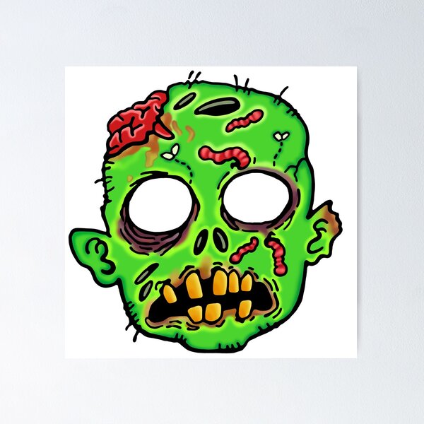 Item preview, Green Zombie Head Showing Its Brains designed and sold by strawberryrawrr.