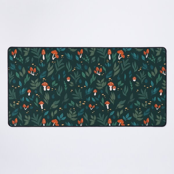 Leaves and mushrooms green Desk Mat