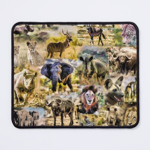 Item preview, African Wildlife Collage in Impressionist Style Artwork designed and sold by Scotch Macaskill.